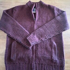 Amongst Others  Ribbed-Knit Jacket Medium Burgundy Red Full Zip Cardigan Sweater